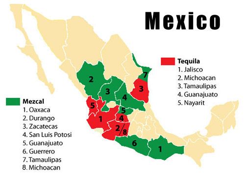 Mexico Map Tequila